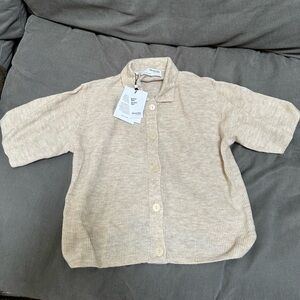 Knitted button down short sleeve shirt